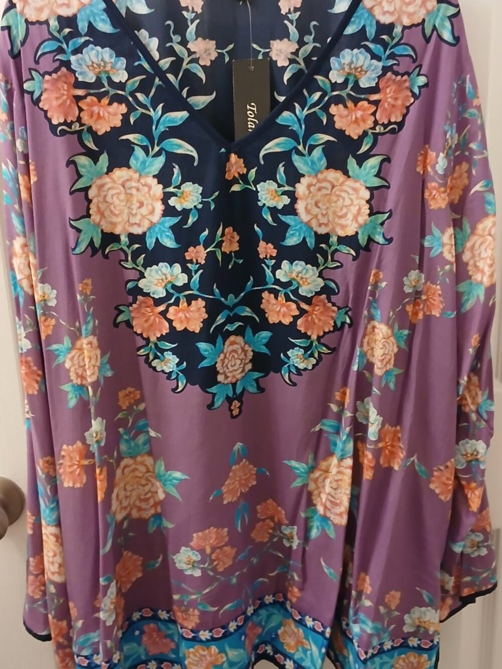 Tolani V-Neck Floral Printed Woven Top